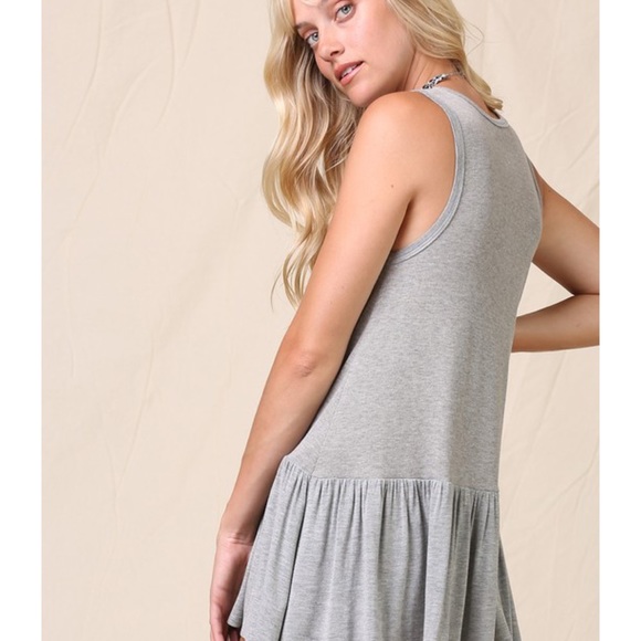 Gray Spring Tank Tops Rib Knit Ruffle Tank Summer Tops - Picture 6 of 7